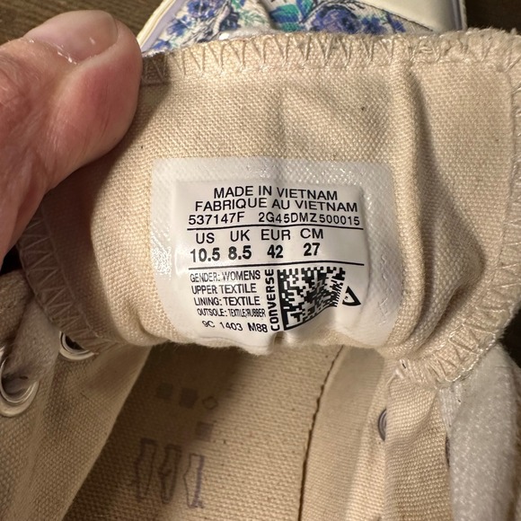 Converse All Star Low Top Floral Lavender Print Canvas Sneakers Womens Size 10.5 - Picture 6 of 7